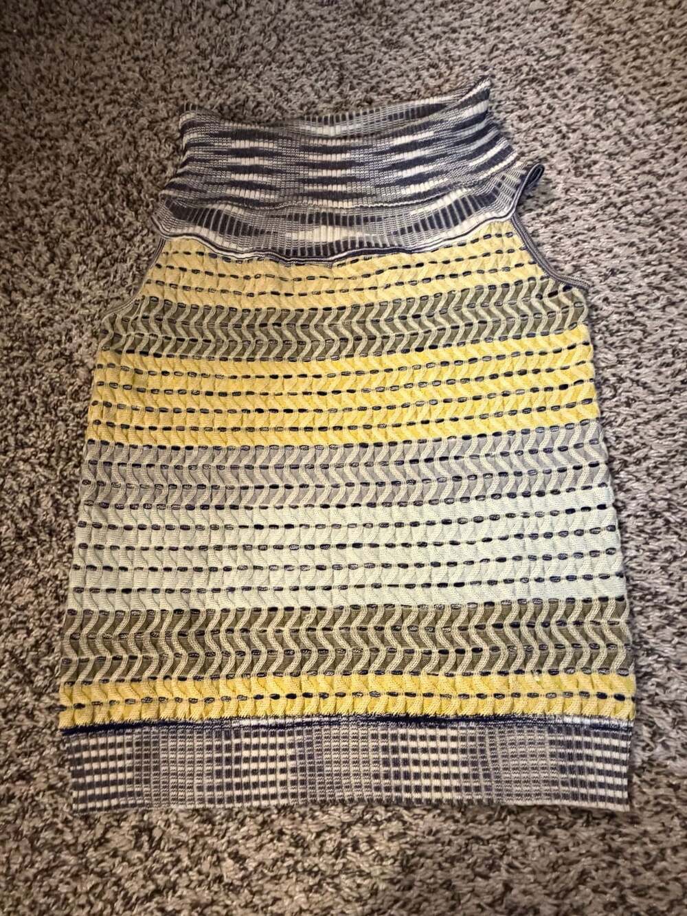 Missoni Women's Multicolor Textured Knit Sleeveless Mock Neck Top Italy Size 42